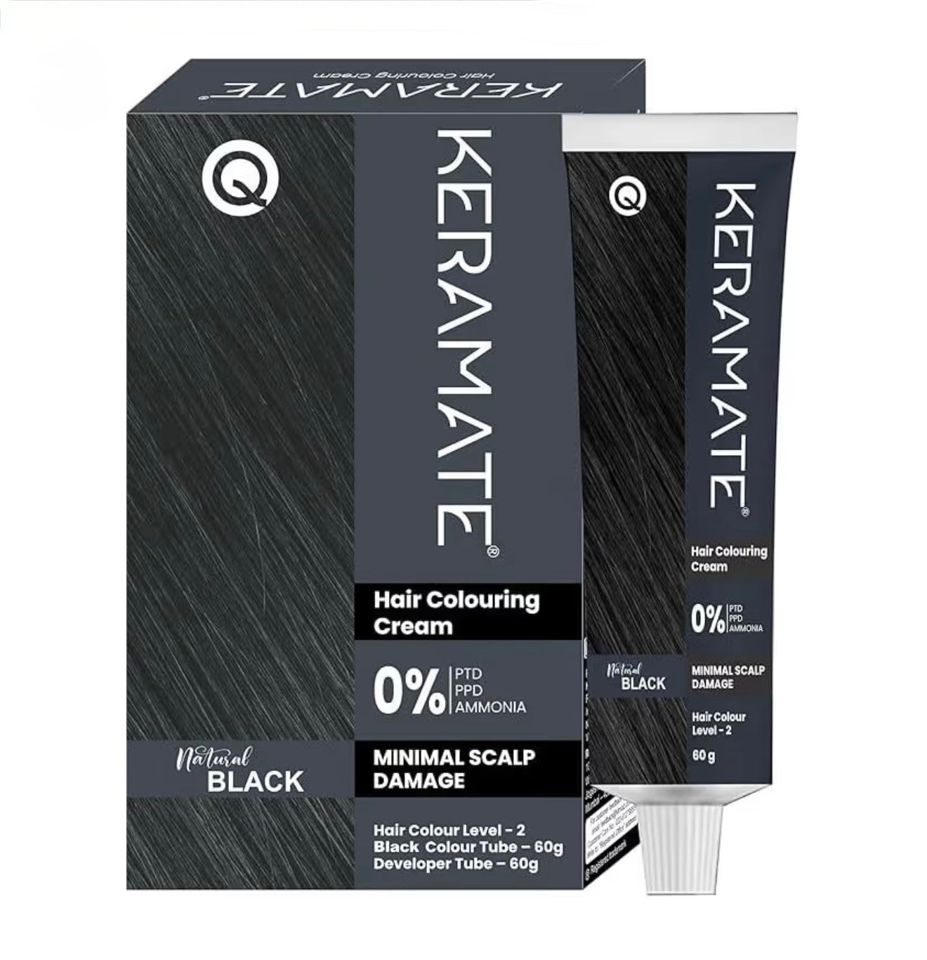 Keramate Hair Colouring Cream – Natural Black, 120g (60g + 60g)
