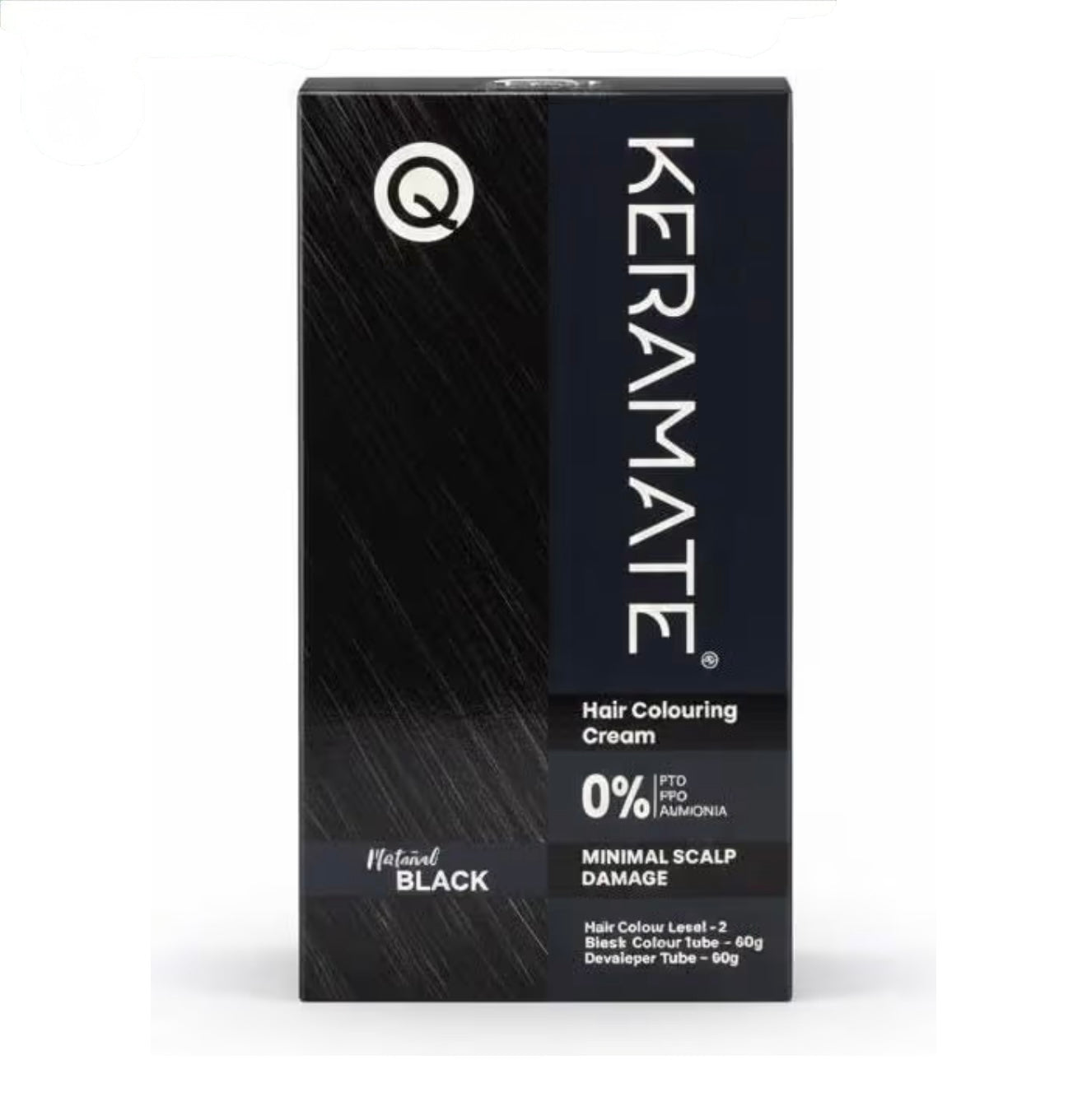 Keramate Hair Colouring Cream – Natural Black, 120g (60g + 60g)